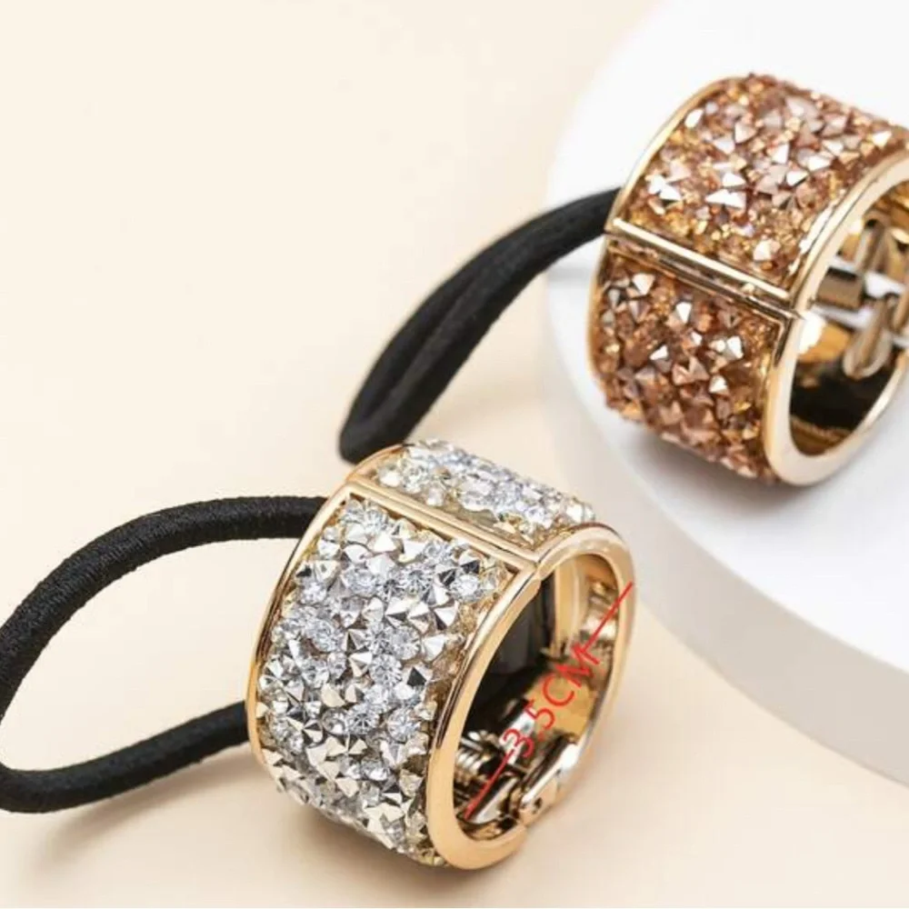 3 Pearl rhinestone hair accessory beaded jewelry scrunchie tie gold silver gifts